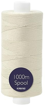Korbond Hilo de coser de poliéster de 1000 m, hilo de coser a mano y a máquina (natural)