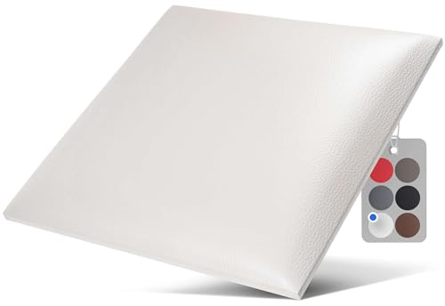softwalls Cuscino da parete in pelle con imbottitura da 50 mm, 30 x 30 cm, bianco