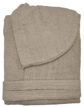 Generico Accappatoio in Spugna 100 Cotone con Cappuccio Accappatoio Uomo e Donna 450 grammi colore Beige Taglia S