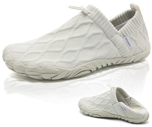 Chaussures de Trail Running Homme Femme Barefoot Chaussures Minimalistes Pantoufles Chaussures de Sport Fitness Randonnée Escalade Marche Shoes Chaussures Aquatiques, Blanc Ivoire, 39 EU