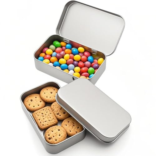 LYSPBAO Metalldose, Metallbox, 2 Stück Metalldosen mit Deckel, Tragbare Minibox Aufbewahrungsbox Für Zuhause Sügigkeiten und Kleinen Gegenständen(115x85x22mm)