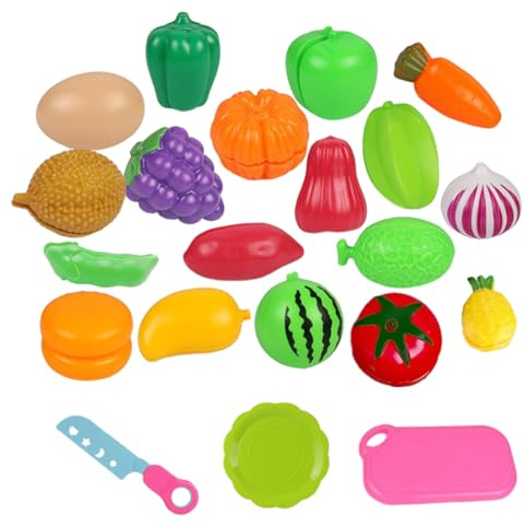 DIFLAX 18 Pezzi Cucina Giocattolo per Bambini, Frutta e Verdura da Tagliare Giocattolo, Giochi di Ruolo Montessori, Giochi per Bambini, Giocattolo Educativo, Cibo Finto per Bambini