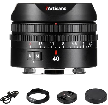 7ARTISANS AF 40mm F2.5 Full-Frame Auto Focus Portrait Prime Lens Compatible with E Mount Cameras, Lightweight Compact Size, AF/MF Switch & FN Button, LITE Series – Street Photography Portrait Lens
