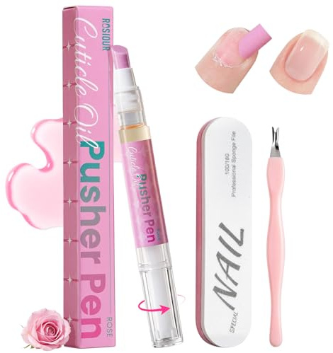 Nagelhautentferner Nagelöl Stift: 3-in-1 Keramikspitze Nagelhautschieber Ölstift Nail Care Cuticle Remover Pen - Nagelhautöl Stift für Nagelhaut die Reparatur von Rissigen und Trockenen