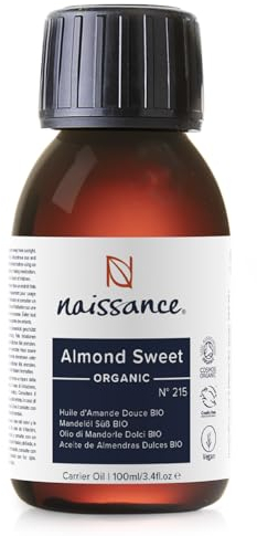 Naissance Süßes Mandelöl BIO (Nr. 215) 100ml – Natürlich, BIO zertifiziert, Kaltgepresst, vegan, hexanfrei, Gentechnikfrei Ideal für Massagen, Haut– und Haarpflege.