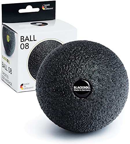 BLACKROLL® BALL 08 Faszienball (8 cm), kleine Faszienkugel für die punktuelle Selbstmassage, Massageball zur Behandlung von Muskelverspannungen, mittlere Härte, Made in Germany, Schwarz