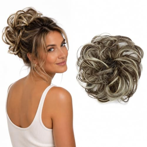 CAISHA Haarteil Haargummi Hochsteckfrisuren Brautfrisuren Voluminös Gelockt Unordentlich Dutt Kunstfaser DM15cm Hellbraun Hellblond Mix G38A