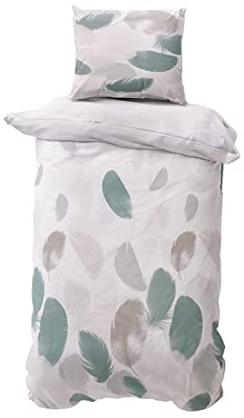 Class Home Collection Bettwäsche 135x200 Renforcé Baumwolle – 2-teiliges Set mit Kissenbezug 80x80, weich und atmungsaktiv, Ganzjahres-Bettwäsche mit Reißverschluss, Feder Weiß
