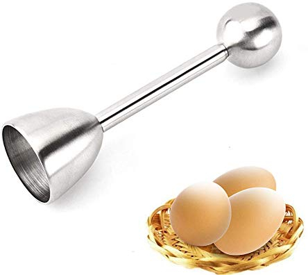 YuamMei - Couvercle à Oeufs en Acier Inoxydable, Coupe-Coquille pour Oeufs durs et Mous, ouvre-Oeufs pour la Maison, Cuisine (Argent)
