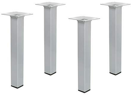 Möbelfüße 4er Set Ausführung Eckig Silber 25 x 25mm Höhe 500mm Tischbeine Metall