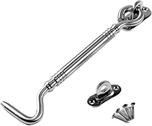 Longsing Sturmhaken 1pcs Kabinenhaken Edelstahl-Hochleistungskabinenhaken und Ösenschloss für Schuppen Tor oder Garagentor (8 Zoll,20cm)
