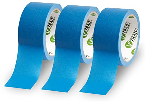 V1 TRADE Kreppband 50 mm x 25 m - 3 Stück Universal Malerkrepp Hilfreich beim Malen - Leicht Abnehmbar Abklebeband - Malerband Wasserdicht - Klebeband Blau