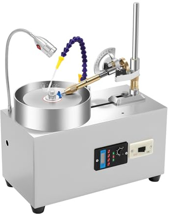 Gem Faceting Machine, 0-2800RPM with Pump Lapidary Ddigital Jewelry Polisher Jewelry Jade Rock Angle Polisher Grinder 180W (Silver)