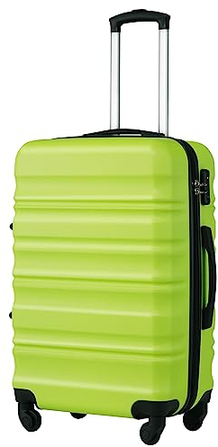 COOLIFE Hartschalen-Koffer Trolley Rollkoffer Reisekoffer mit TSA-Schloss und 4 Rollen (Grün, Handgepäck)