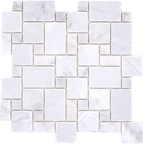 Naturstein Mosaikfliesen Marmor weiss matt Wand Boden Küche Bad Dusche - 1 Matte