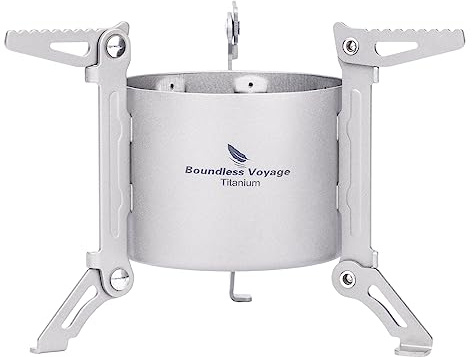Boundless Voyage Mini réchaud à alcool en titane avec supports pliables - Pour camping et randonnée - A-Ti2016C