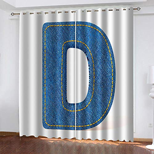 ZLJBB Pencil Pleat Blackout Curtains Simple Letter Pattern 220X215Cm (WxH) Indoor Blackout Curtain, 3D Thermo-Insulating Window Curtains Polyester Material Bedroom Drapes Blackout Curtains
