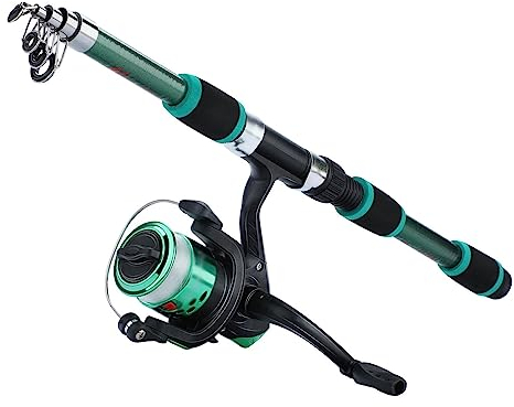 Angelrute Profi Spinn-Angelruten- und Rollen-Kombination, 1,8 m Teleskoprute mit 5,2:1 3BB-Rolle, maximale Zugkraft, 5 kg, komplettes Angelset Angeln Rute (Color : E)