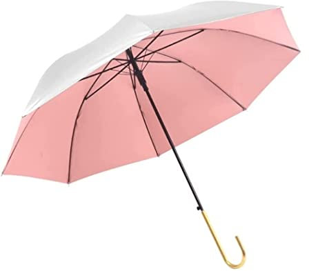 AVFORA Regenschirm, Golfschirm, stilvolle Einfachheit, silberbeschichteter Stockschirm, automatischer offener Hakengriff, J-Cane-Regenschirm, Reiseschirme, Regenschirm (Color : Pink, Size : 87cm)