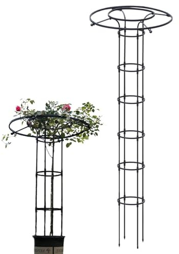 BZCKBZ Vertikaler Metallschirm-Pflanzturm Rankhilfe, Unterstützt Pflanzenturm zum Klettern von Weinreben und Blumen, 90 cm, 120 cm, 150 cm, 180 cm, 210 cm (Color : Black, Size : 210CM/82.7IN)