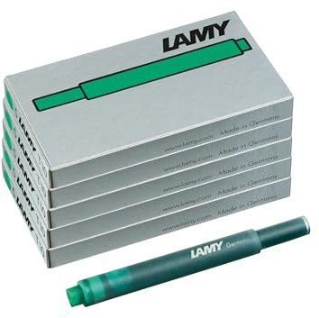 LAMY T10 6er Set Tintenpatronen mit großem Tintenvorrat - geeignet für alle Lamy Patronenfüllhaltermodelle - Inhalt 1,25ml je Patrone - 5 Stück pro Päckchen - Tintenfarbe grün