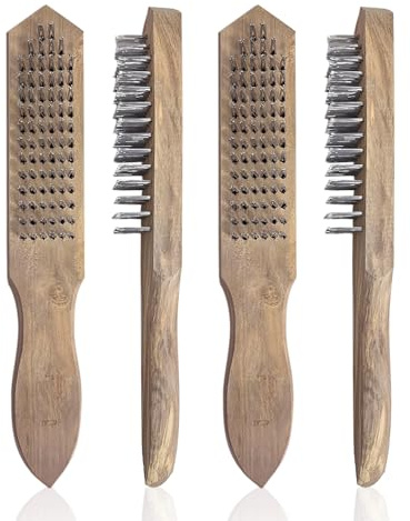 4 Piece Cleaning Wire Brush, Wood Wire Brush, Wire Brush for Rust Removal, Wire Detail Brush, Long Handle Wire Brush, Wire Brush Set, Pen Style Stainless Steel Wire Brush