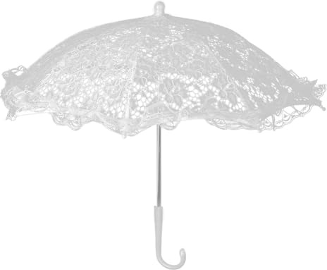 Msiud Ombrello Ricamato in Pizzo Bianco, Ombrellino di Pizzo Parasole Fiori Artigianali Vintage Fotografia Prop Bambini Spettacolo Teatrale Mini Decorazione Decorativa 42x49 cm/16,5x19,3 Pollici
