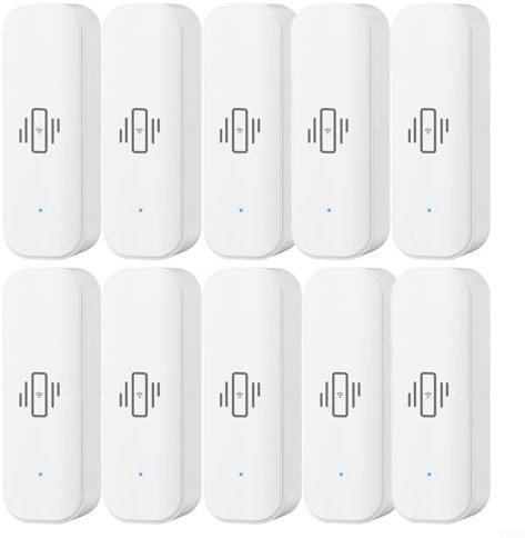 Sensor de vibración WiFi, mini detector inalámbrico de rotura de vidrio para alarma y automatización del hogar inteligente, no requiere concentrador, compatible con Tuya/para aplicación Smart Life (10
