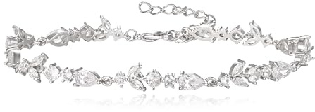 Clearine Hochzeit Marquise Cubic Zirkonia Braut Armbänder für Bräute Brautjungfern Damen, Silber Tennis-Armband für Prom Partei Schmuck