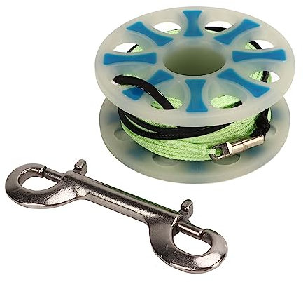 OUCRIY Fingerrolle, Tauchspule, 30 M, Polyesterfaser, Nachtreflektierend, Flache Schnur, Leicht, Langlebig, Tauchfingerrolle mit Doppelendigem Haken für Sport (Blau)