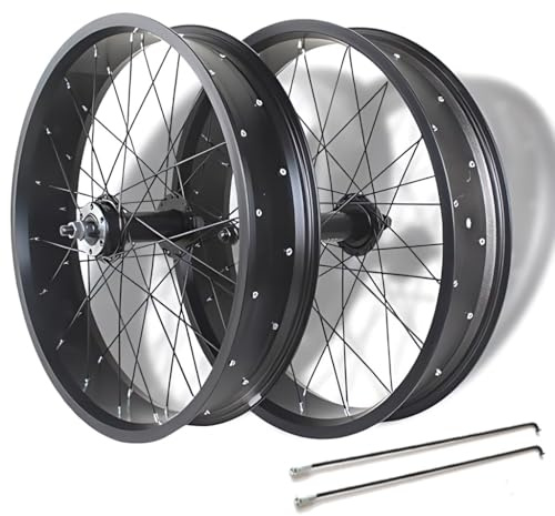 20/24/26“ X 4.0“ Fat Tire Snowbike-Laufradsatz Scheibenbremse Schnellspanner 135mm/195mm 36H Vordere Hinterradnaben Für 7/8/9/10s Drehfreilauf 14G Speichen(Black,26'')