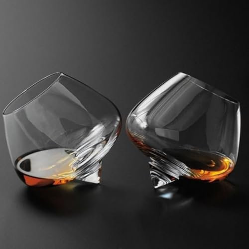 2 x Whiskey Liquor Glasses, Rum Glass, Classic Stemless Stemless Tumbler, Crystal Cocktail Glass, Brandy Grappa Whisky Shot Glass (Small Size 8oz)
