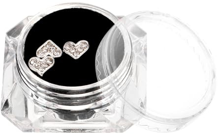 ANDRESLAD Herzförmige Zahnschmuck Strasssteine Aus Metall Silber 5,8x4,6mm Ziersteine Für Selbstgemacht Zahnkunst Frauen