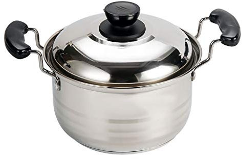 Olla de acero inoxidable con tapa para estufa de gas/cocina de inducción, capacidad de 10 L, ideal para cocinar para 1 10 personas