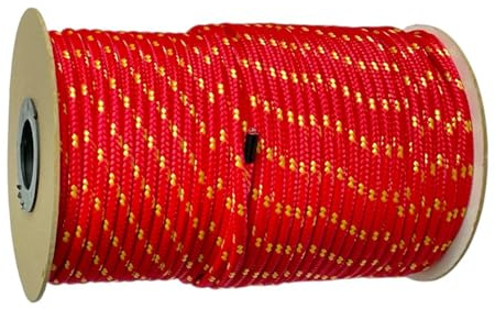 BK Shop Polypropylenseil 8 mm x 100 m | Geflochtene Schnur PP Rot, Wasserdichtes Seil mit Kern, UV-beständiges Zugseil, Polypropylen-Kordel für Bauwesen, Verkehr