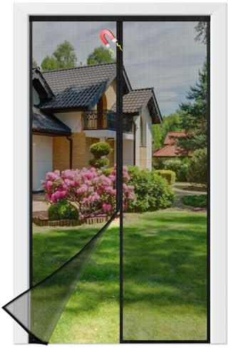 Fliegengitter Balkontür 90x200cm, Insektenschutz Balkontür, Nanometer, Kinderleichte Klebemontage Ohne Bohren, Stärkere Magneten Fliegenvorhang für Balkontür, Kellertür und Terrassentür