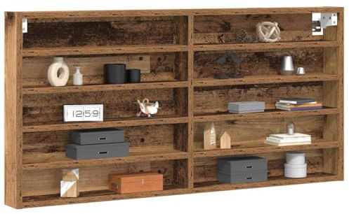 vidaXL Vitrine Wandhalterung Altholz 100 x 8,5 x 50 cm Holzwerkstoff | Verleiht jedem Raum einen Hauch von Vintage-Charme, Wird an der Wand montiert, um den Fußboden zu maximieren,