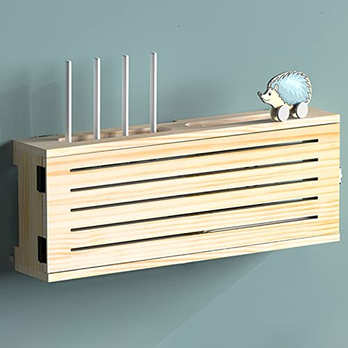 Wooden WiFi Router Storage Box, Wall-Mounted Wireless Router Shelf, Hole-Free Socket Cover for Router and Set-Top Box, Type C Compatible, Stylish nizer.