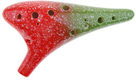 Ocarina Instrument ， 1 Piece Ceramic Glaze 12 Holes AC Alto C Ocarina Vessel Xun Flute Multicolor(D)
