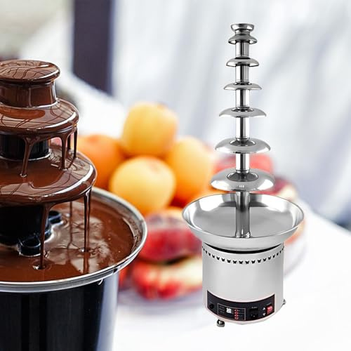 SHEUAO Chocolate Fountain,Chocolate Fondue Set,304 Stainless Steel Chocolate Melting Fountain With 0-150°C Thermostat,Enjoy Strawberries,Apple Wedges,Cherries And More 7layers