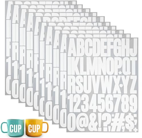 TIESOME 10 Blatt Buchstaben Zahlen Aufkleber Kit,Selbstklebend 5cm Nummern Zum Aufkleben Buchstaben Sticker Klebebuchstaben Wetterfest Nummer Sticker Für DIY Scrapbook Kunsthandwerk Karte (Weiß)