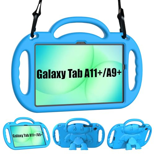Sanyetral Funda Niños para Samsung Galaxy Tab A11+/A9+ Azul | EVA Ligera Funda con asa Soporte Correa para Galaxy A11+/A9+ Tablet SM-X230/SM-X235/SM-X236 SM-X210/SM-X216/SM-X218