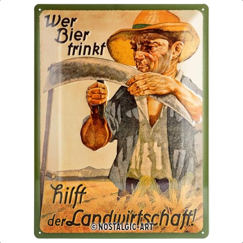 Nostalgic-Art Retro Blechschild, 30 x 40 cm, Wer Bier trinkt | aus Metall, Vintage Design, Blechschilder Sprüche, Bier-Deko, Geschenk-Idee für den Biergarten