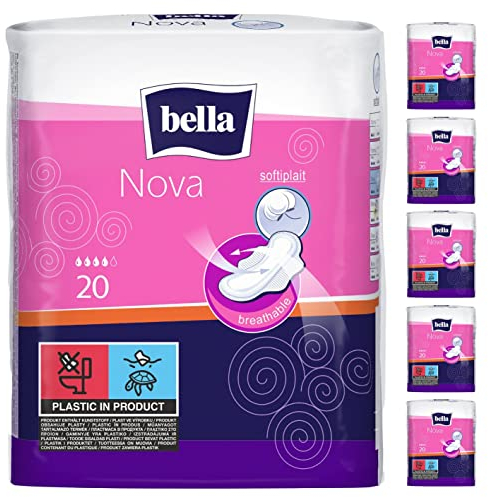 bella Damenbinden Nova mit Flügeln 6er Pack (6 x 20 Stück), saugstark und sanft