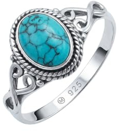 mantraroma Bague femme argent 925 turquoise pierre précieuse turquoise insolite ludique