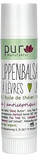 Sheabutter-Lippenbalsam Stift, 6,5 g Inhalt aus Bio-Zutaten mit Sheabutter, Jojobaöl, Aprikosenkernöl und naturreinen ätherischen Ölen (6 g (1er Pack), Teebaum)