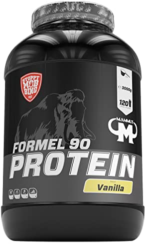 Mammut Nutrition Formel 90 Proteinpulver Vanilla – 3kg – 4-Komponenten Whey Protein Pulver mit Sojaproteinisolat, Milchprotein, Eiprotein & Vitamin B6 – 77% Eiweiß