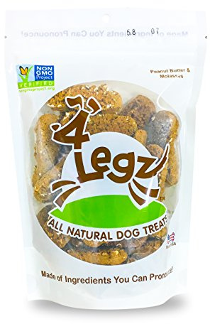 4Legz Organic Peanut Butter & Molasses Dog Treats – Healthy, Crunchy, Vegan Biscuits with Whole & Real Ingredients – All Natural & USA‐Baked, 8 Ounce (Pack of 3)
