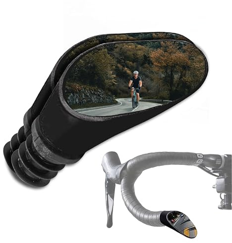 Sprintech Swiss-Made Convex Chrome-Plated Bike Mirror for Drop Bars – Hand-Finished, Adjustable, Reflective Surface, Durable ABS Housing, Universal Fit for Enhanced Rear Visibility (Black, Pair)