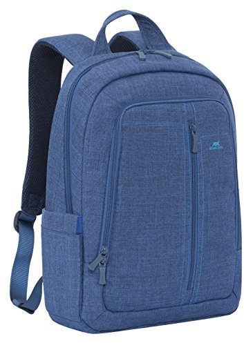 Rivacase Notebook Rucksack bis 15.6 Zoll – Stilvoller Laptoprucksack aus hochwertigem wasserabweisendem Material und extra verstärkten Seiten/blau